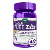 Vicks ZzzQuil PURE Zzzs Melatonin Gummies with Chamomile, Lavender, & Valerian Root, 1mg, thumbnail image 3 of 16