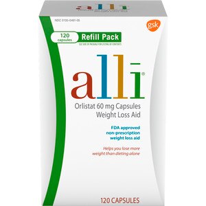 alli Diet Weight Loss Supplement Pills, Orlistat 60mg Capsules, 120 CT