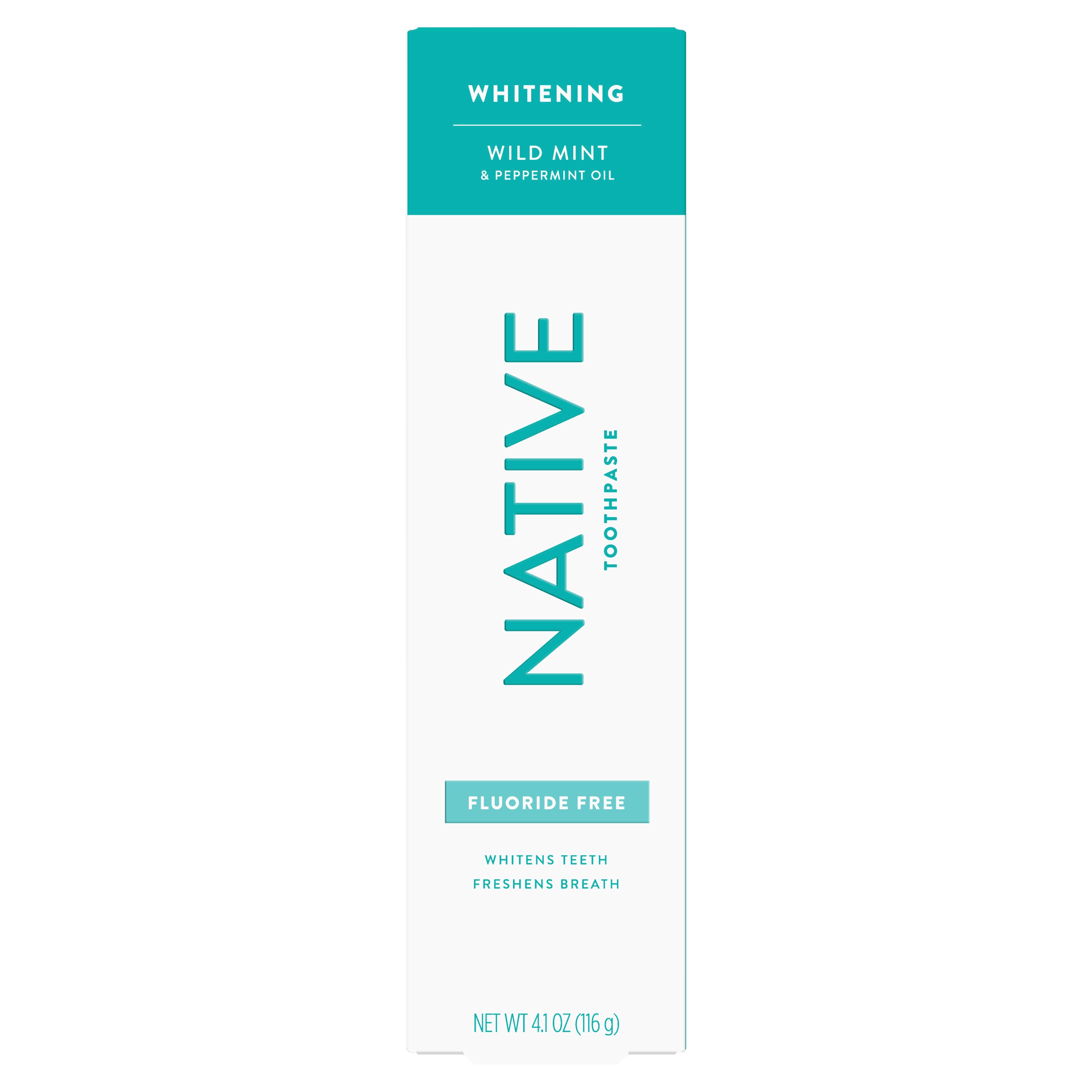 Native Whitening Fluoride Free Toothpaste, Wild Mint & Peppermint Oil, 4.1 OZ