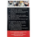 Bene Casa Electric Espresso Maker/Cafetera, Silver, 3 CUP, thumbnail image 4 of 5