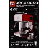 Bene Casa Espresso Maker with Frother, Red, 4 CUP, thumbnail image 5 of 7