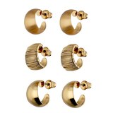 I AM Jewelry Casual-Simple Creole Earring Set, Gold, 6CT, thumbnail image 1 of 3