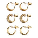 I AM Jewelry Casual-Simple Creole Earring Set, Gold, 6CT, thumbnail image 2 of 3