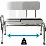 DMI Heavy-Duty Sliding Transfer Bench Shower Chair with Cut-out Seat and Adjustable Legs, thumbnail image 1 of 5