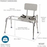 DMI Heavy-Duty Sliding Transfer Bench Shower Chair with Cut-out Seat and Adjustable Legs, thumbnail image 2 of 5