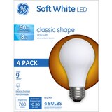 GE Lighting Non-Dimmable 60-Watt Class Shape Bulbs, LED A19, 4 ct, thumbnail image 1 of 2