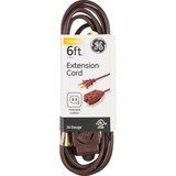 GE 6' Indoor Extension Cord, Brown, thumbnail image 1 of 3