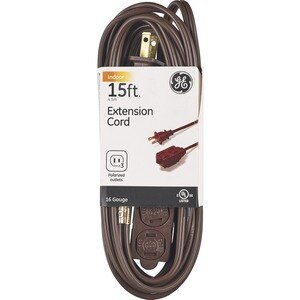 GE 15' Indoor Extension Cord, Brown
