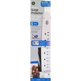 GE Advanced 6-Outlet Surge Protector, White, thumbnail image 1 of 2