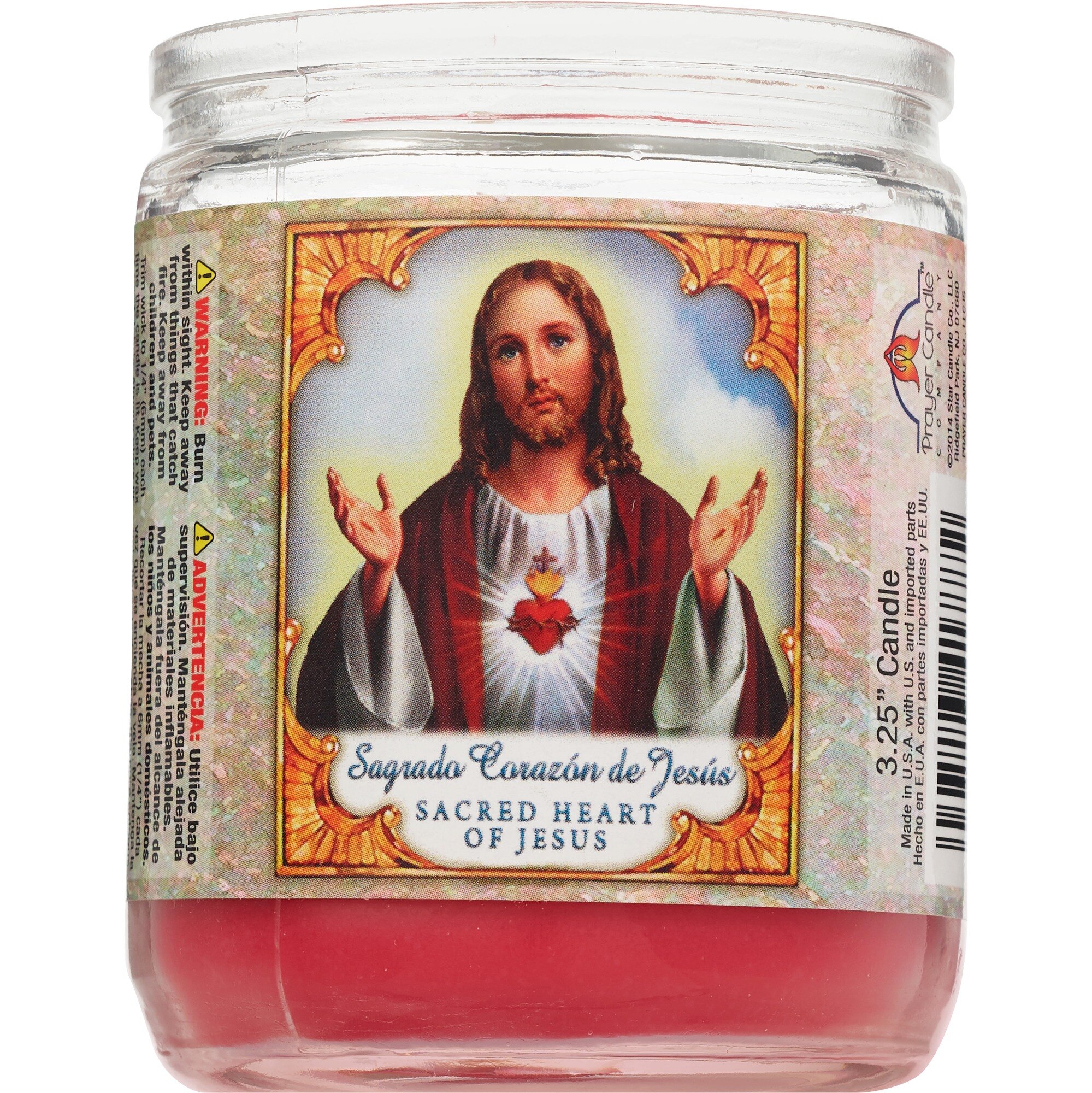 Prayer Candle, Novena Sacred Heart Red, 4 OZ