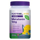 Natrol Kids Melatonin Sleep Aid Gummy, 1mg, Supplement for Children, Ages 4 and up, 140 Berry Flavored Gummies, thumbnail image 1 of 6