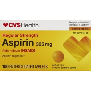 CVS Health Regular Strength Aspirin 325 MG Enteric Coated Tablets