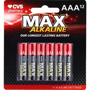 CVS Max Alkaline Batteries, AAA, 1.5 Volt