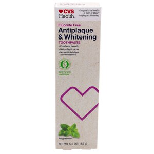 CVS Health Antiplaque & Whitening Fluoride Free Toothpaste, Peppermint