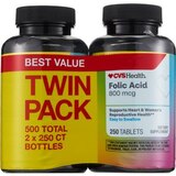 CVS HEALTH FOLIC ACID 800MCG TABLETS TWIN PACK, thumbnail image 1 of 4