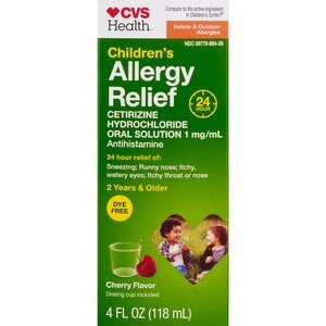 CVS Health Children Allergy Relief Oral Solution, Cherry, 4 OZ