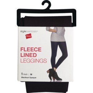 Style Essentials by Hanes Fleece Lined Leggings, Blackout Opaque