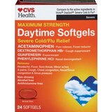 CVS Health Maximum Strength Daytime Softgels for Severe Cold + Flu Relief, 24 CT, thumbnail image 1 of 6