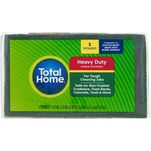 Total Home Heavy Duty Scrub Sponges for Tough Cleaning Jobs, 3 CT