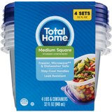 Total Home Medium Square Food Storage Containers, 32 oz, 4 ct, thumbnail image 1 of 4