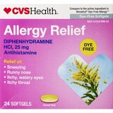 CVS Health Allergy Relief Diphenhydramine HCl Dye Free Softgels, 24 CT, thumbnail image 1 of 2