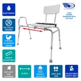 Eagle Health Supplies Sliding Transfer Bench with Cut-Out Seat, thumbnail image 3 of 4