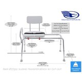 Eagle Health Supplies Sliding Transfer Bench with Cut-Out Seat, thumbnail image 4 of 4