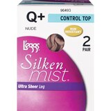 L'eggs Silken Mist Ultra Sheer Leg with Control Top, 2 CT, Size Q+, thumbnail image 1 of 4
