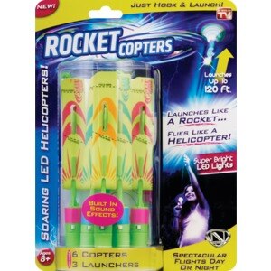 Rocket Copters Kids LED Slingshot Helicopter Toy