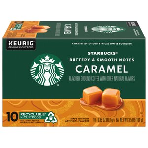 Starbucks Caramel Ground Coffee K-Cup Pods Naturally Flavored 10 ct, 0.35 oz