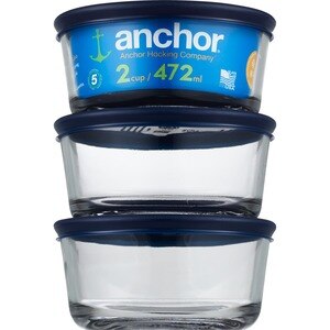 Anchor Glass Food Storage with Lid, 2 Cup