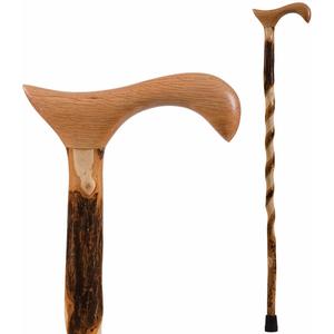 Brazos Twisted Hickory Derby Handcrafted Wood Walking Cane