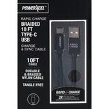 Rapid Charge Braided 10Ft Type-C USB Charge & Sync Cable, thumbnail image 1 of 3