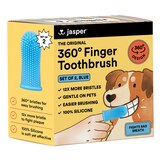 Jasper 360º Silicone Pet Finger Toothbrush, 2-Pack, Blue, thumbnail image 1 of 8