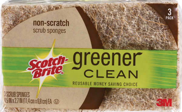 Scotch-Brite Non-Scratch Scrub Sponges, Greener Clean 3 Reusable Money Saving Choice