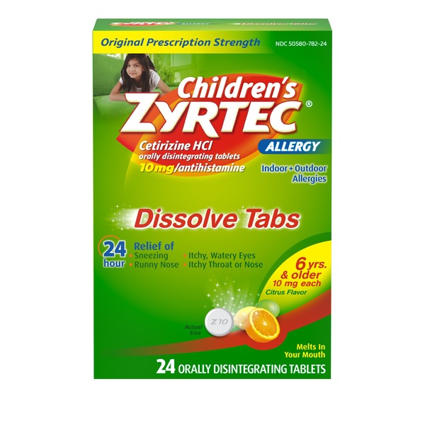 Zyrtec Children's 24HR Allergy Relief Dissovable Tabs, Citrus