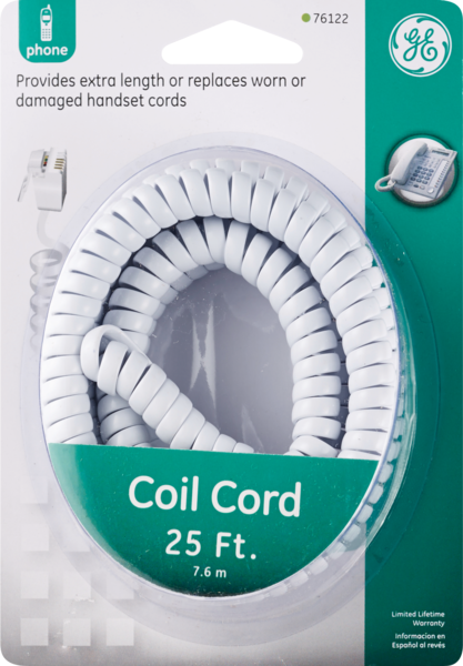 GE Coil Cord, 25' White