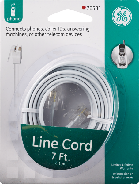 GE Phone Line Cord, 7'