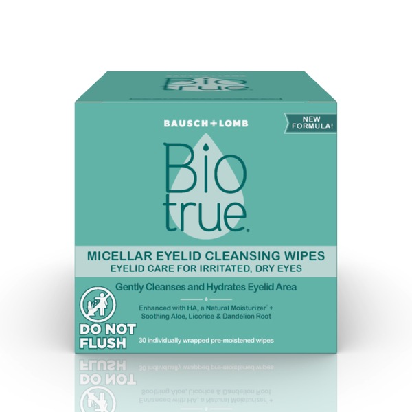 Biotrue Micellar Eyelid Cleansing Wipes, 30 CT