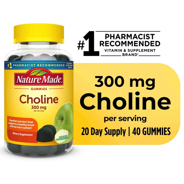 Nature Made Choline Supplements, Supports Liver Health, Nervous System Function and Brain Health, 40 CT