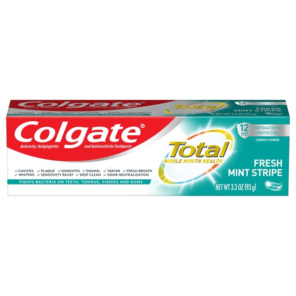 Colgate Total Fresh Mint Stripe Gel Toothpaste, 3.3 OZ