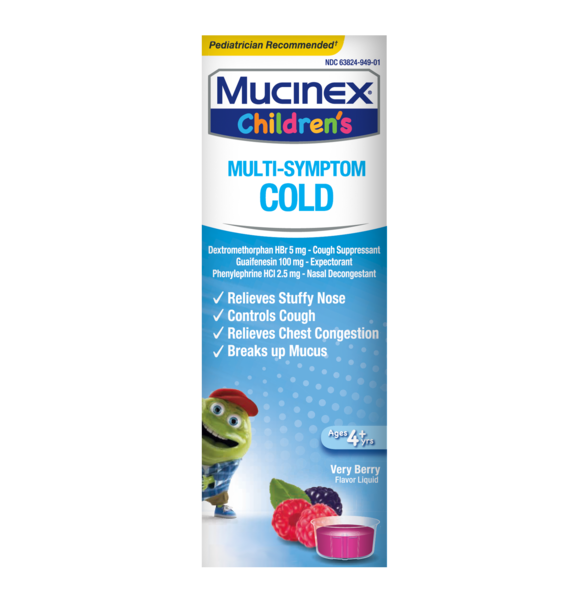 Children's Mucinex Multi-Symptom Cold Relief Liquid, Very Berry, 4 FL OZ