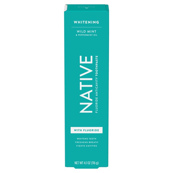 Native Fluoride Anticavity Whitening Toothpaste, Wild Mint and Peppermint Oil, 4.1 OZ