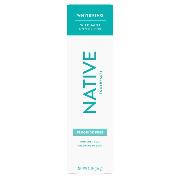 Native Whitening Fluoride Free Toothpaste, Wild Mint & Peppermint Oil, 4.1 OZ