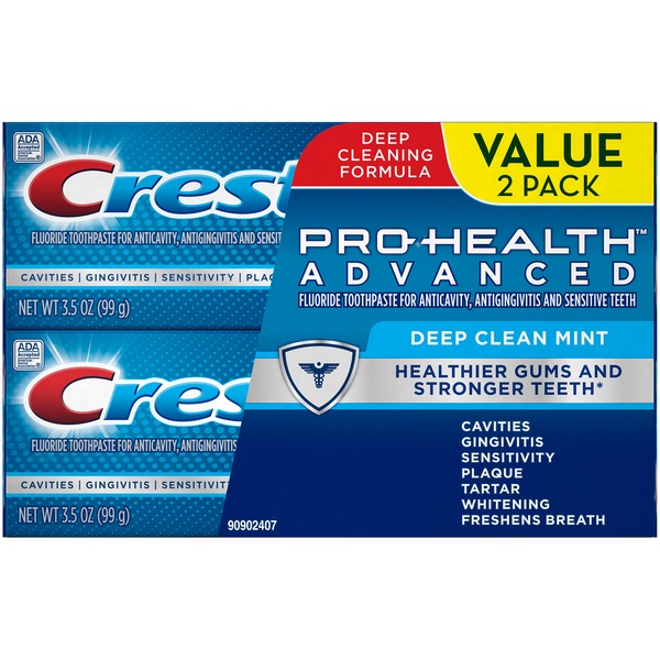 Crest Pro-Health Advanced Fluoride Toothpaste, Deep Clean Mint, 3 OZ, 2 Pack