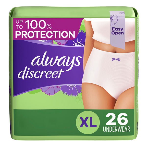 Always Discreet Incontinence Underwear for Women Maximum Protection, XL