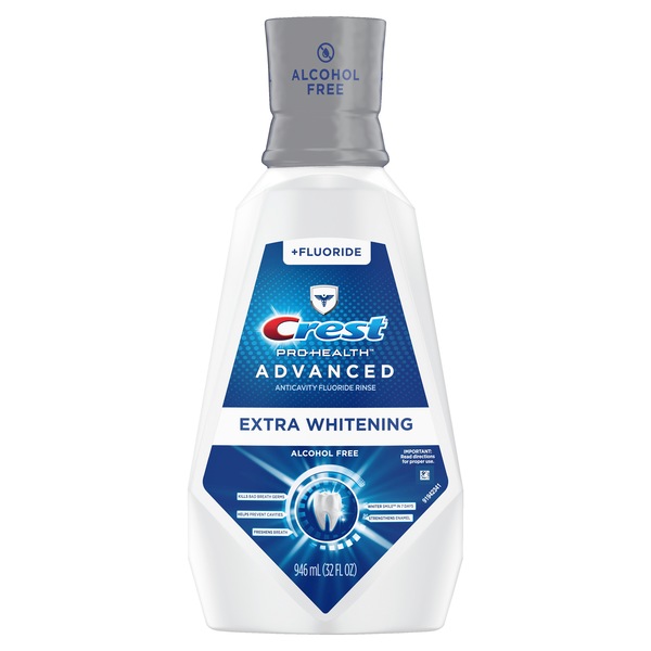 Crest Pro-Health Advanced Extra Whitening Anticavity Fluoride Rinse, Alcohol-Free, 32 OZ