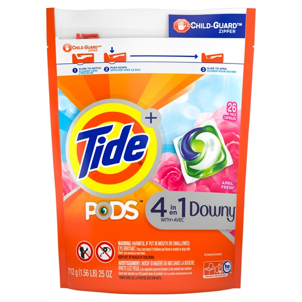 Tide Power PODS + Downy Soft Boosters Laundry Detergent Pacs, April Fresh, 18 ct