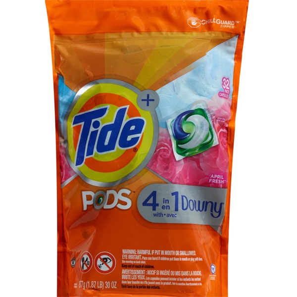 Tide PODS Liquid Laundry Detergent Soap Pacs, April Fresh, 32 CT