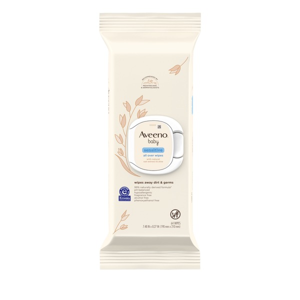 Aveeno Baby Sensitive All Over Wipes, 64 CT